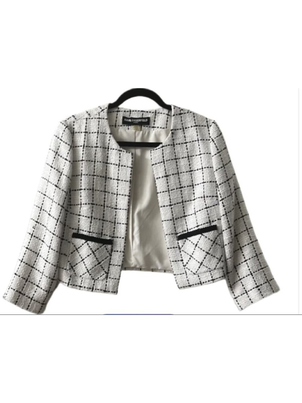 Karl Lagerfeld Paris Black White Tweed Jacket S